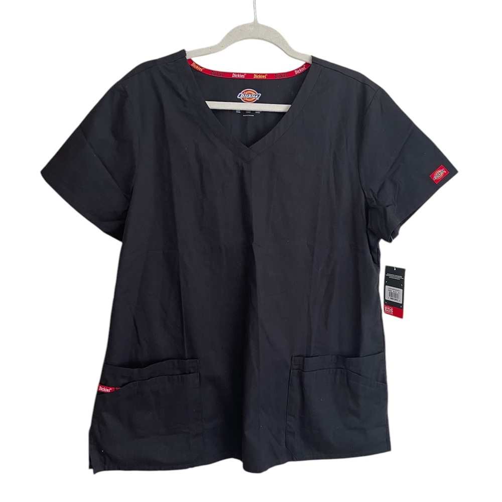 Dickie Women’s V-Neck Black Scrub Top Size XL